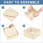 Criusia Drawer Organizer Clothes, 24 Pack Dresser Organizer Bins for Nursery Bedroom, Closet Organization and Storage Dividers for Clothing, Baby Clothes, Underwears, Socks (Beige)