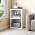 Basic Open Shelf Bookcase - 2-Tier Small Tiny Wooden Cube Storage Shelves Split Bookshelf, White