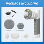 LANMU Electric Spin Scrubber Wand Compatible with Scrub Daddy/Mommy with Soft Silicone Sponge Hub, Power Cleaning Brush,5 Replaceable Heads, Ergonomic Handle for Oven, Stove, Sink, Shower, Tub, Tile