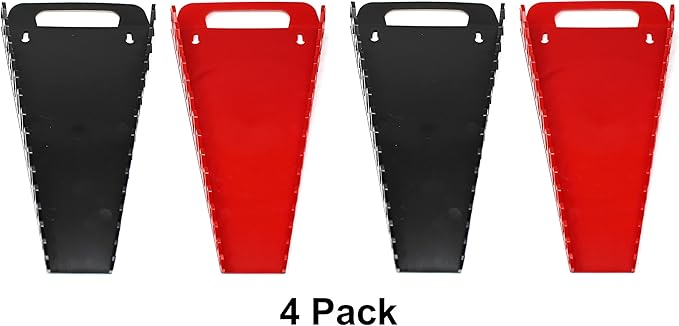 15-Tool Gripper Wrench Organizer Tray Kit - 2 Plastic Portable Gripper Tray Holders… (4 Piece Kit, Black & Red)