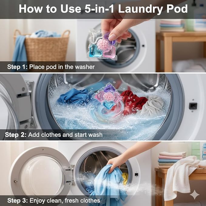 5 in 1 Laundry Beads - 5 in 1 Laundry Pods with Fabric Softener & Scent Beads(70PCS)
