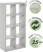 Furinno Cubicle Open Back Decorative Cube Storage Organizer, 8-Cube, Light Grey