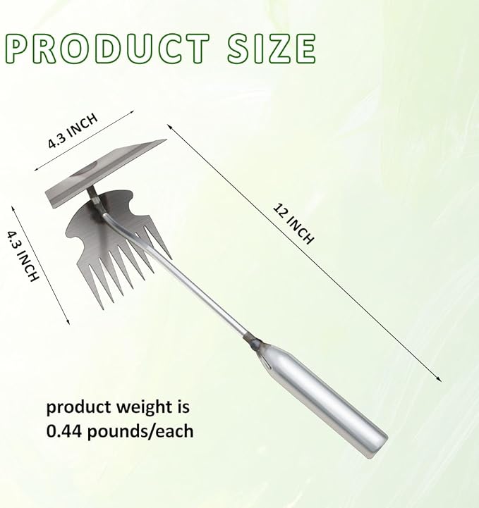 Dual-Head Weed Puller Tool, 2 Pack Heavy Duty Weeder Tool & Weed Remover, Garden Uprooting Tool with Hoe and Rake for Easy Weed Removal