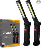 Working Light Portable, Rechargeable Work Lights with Magnetic Base Hanging Hook,360° Rotate 5 Modes,COB LED 800 Lumens Foldable Inspection Light for Car Repair, Grill and Outdoor Use(2pack)