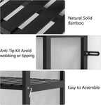 VASMIA 6-Tier Bamboo Shelf,Bamboo Storage Shelving Unit,Tall Bookcase with Adjustable Shelves,Multipurpose Storage Display Shelf for Bathroom, Living Room, Balcony, Kitchen,Black