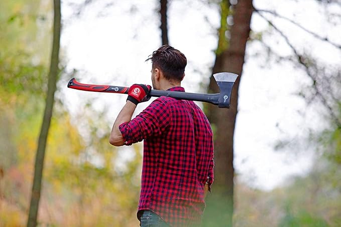 INTERTOOL Chopping Axe and Hatchet Set, 36-Inch Long and 14-Inch Hatchet, Shock Absorbing Fiberglass Handles With Blade Protectors HT-0264-0291