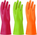 Alimat PluS 3 Pack Reusable Cleaning Gloves Latex Free, Dishwashing Rubber Gloves for Cleaning, Waterproof Household Gloves for Laundry, Gardening (Large, Without Liner)