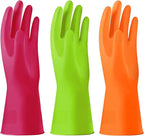 Alimat PluS 3 Pack Reusable Cleaning Gloves Latex Free, Dishwashing Rubber Gloves for Cleaning, Waterproof Household Gloves for Laundry, Gardening (Large, Without Liner)