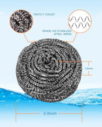 12Pcs Steel Wool Scrubber Pads for Cleaning Dishes, Pans, Pots, Ovens, Grills, Sinks - Stainless Steel Scrubbers for Kitchen, 12 Pack