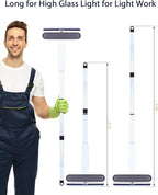 Red Horn Window Squeegee with Long Handle, Mirror Window Cleaning Squeegee Kit with Washable Pad and Blade Cleaner for Glass,Wall, Window, Mirror.White Color