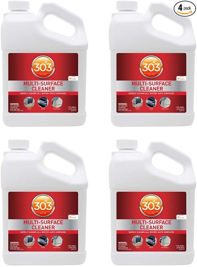 303 Products Multi-Surface Cleaner - Safely Cleans All Water Safe Surfaces, Including All Types of Fabric and Vinyl, Rinses Residue Free, Manufacturer Recommended, 1 Gallon (30570-4PK)