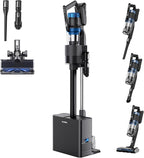 Eureka Stylus Elite NEC490BL Cordless Stick Vacuum, 350W Powerful Suction, Self-Emptying Station, 60-Min Runtime, Anti-Tangle Brushroll, 5-Layer HEPA Filtration, Ideal for Pet Hair&All Floor Types