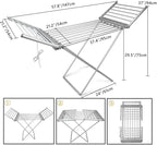 tonchean Heated Clothes Drying Rack, Folding Electric Clothes Drying Rack, Collapsible Laundry Drying Rack, Free-Standing Heating Garment Dryer Towel Rail Space Saving for Home Indoor/Outdoor
