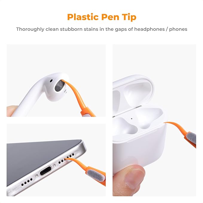 K&F CONCEPT Multifunctional Lens Cleaning Kit, Aluminium Alloy Lens Cleaning Pen*1 + Airpo Stripper*3 + Flocking Sponge*3 for Bluetooth Earphones Case, Camera Lens, Optical Lens, Glasses