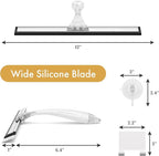 AmazerBath Shower Squeegee for Glass Doors, All-Purpose Squeegee with Suction Hook & Adhesive Hook, Clear Squeegee for Shower Glass, Windows, Mirrors, Tiles and Car Windows - 12 Inches, Clear