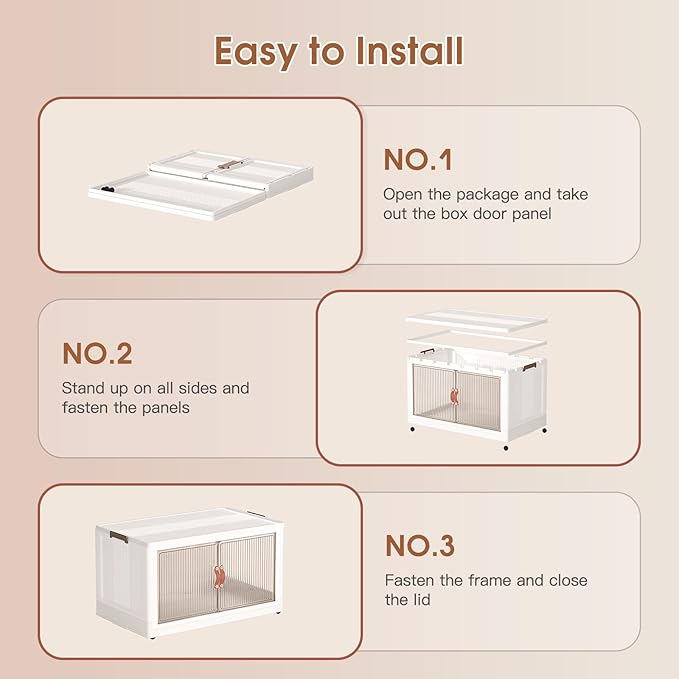 4 Tier Storage Bins with Lids, 104QT Collapsible Plastic Storage Bins, Folding Storage Boxes with Doors, Stackable Storage Organizer for Home, Office and Dorm