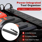 3 layers power tool organizer Loads 150lbs with 10 Cordless Drill Holder and 8 Outlet Power Strip,it’s good choice for husband birthday gift,red