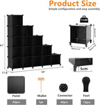 AWTATOS Cube Storage Organizer, 16 Cube Closet Organizer, Stackable Storage Cube Shelves, DIY Portable Closet Clothes Organizer Shelving for Bedroom, Closet, Wardrobe, Bathroom, Black
