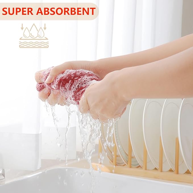 Homaxy 100% Cotton Waffle Weave Kitchen Dish Cloths, Ultra Soft Absorbent Quick Drying Dish Towels, 12 x 12 Inches, 8-Pack, Brick Red