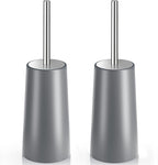 Toilet Brush and Holder, 2 Pack Toilet Brush with 304 Stainless Steel Long Handle, Toilet Bowl Brush for Bathroom Toilet-Ergonomic, Elegant,Durable (Grey)