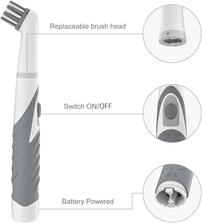 Electric Cleaning Brush with 4 in 1 Multiple Brush Heads,Indoor Household Cordless Motorized Brush for Bathroom Toilet Kitchen Tile Crevice(Gray)