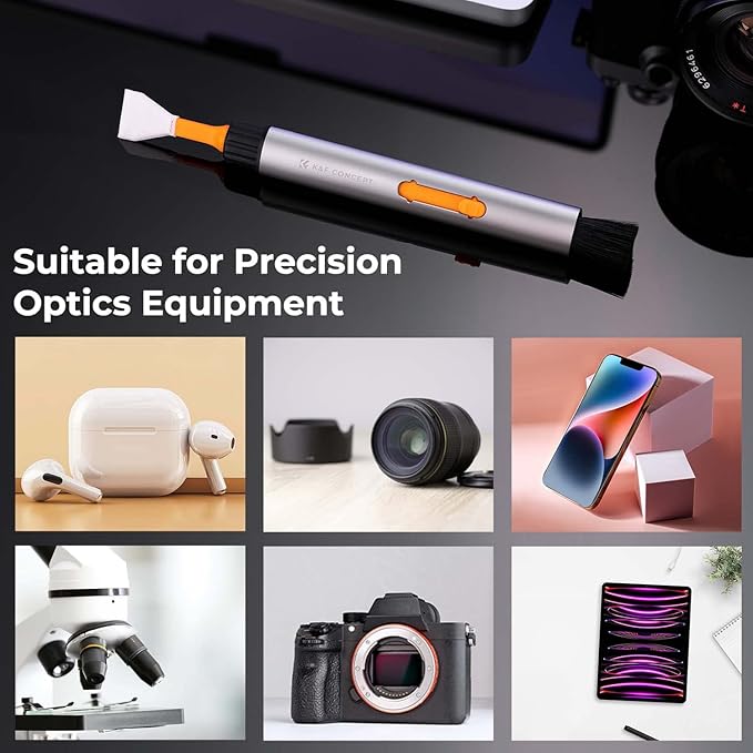 K&F Concept Lens Cleaning Pen Kit for APS-C Sensors, Multi-Function Cleaner Kit for Airpods Pro, Earbuds, Bluetooth Earphone Headphone Case, iPhone Charging Port, Earpods, Laptop