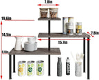 Countertop Organizer Organization 3 Tier Kitchen Corner Shelves Adjustable Spice Storage Rack for Bathroom Coffee Area Over Sink (Dark Gray Oak)
