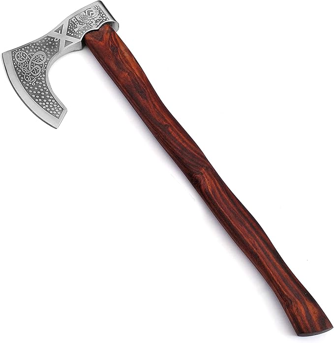 Armory Replicas - Hand Forged Tempered High Carbon Steel Battle Axe - Functional Two-Handed Bearded Viking Axe w/Genuine Leather Cover