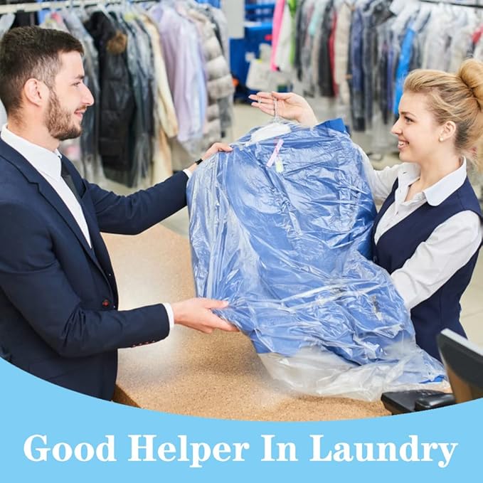 BEISHIDA 25PCS 72 Inch Plastic Garment Bag-Plastic Clear Dry Cleaner Laundry Bags for Clothes Cover, Hanging Clothes Storage for Long Dresses Skirt Coat Suit Shirt Jacket