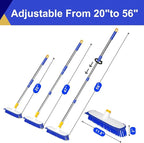 ITTAHO 12" Wide Floor Scrub and Grout Brush Set With Long Extendable Handle - Stiff Bristle Heavy Duty Cleaner for Tile, Deck, Garage, Kitchen, Bathroom