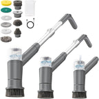 Electric Spin Scrubber,Spray with Foam Cordless Cleaning Brush, 2-Speed Shower Scrubber, Shower Cleaning Brush with 8 Replaceable Brush Heads, Adjustable Removable Handle for Bathroom, Kitchen（Gray