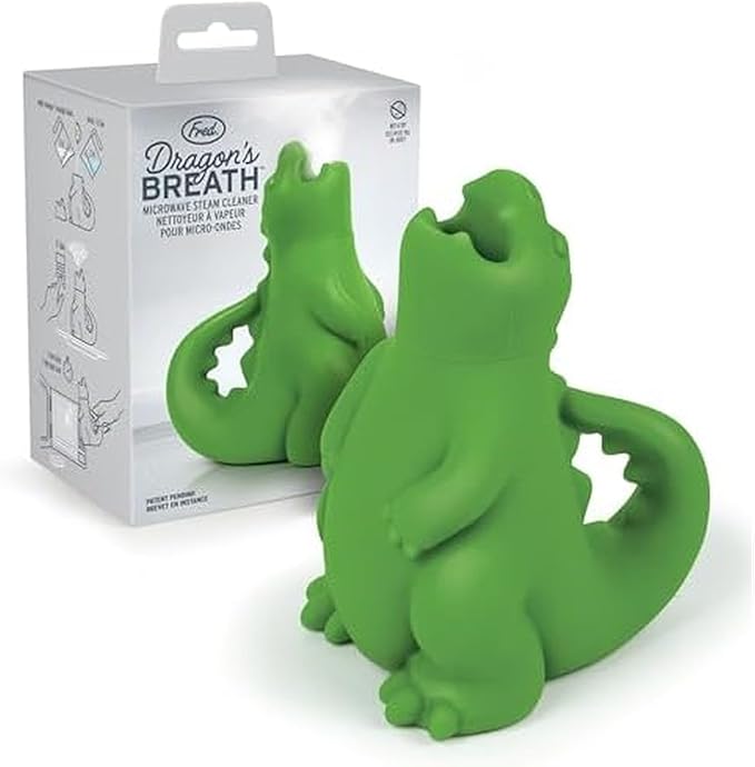 Genuine Fred DRAGON'S BREATH Microwave Steam Cleaner, BPA-Free Silicone Dragon Design, Easy to Use, Reduces Cleaning Time, Dishwasher Safe, Fun and Effective Kitchen Gadget