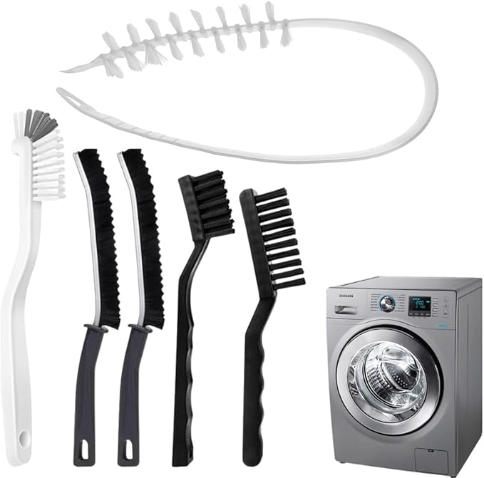 Washing Machine Cleaner Brush Set (6-Pcs) for Front & Top Load Washers – Deep Cleaning Kit for Rubber Seal, Drum, Dispenser, Tight Gaps & Multipurpose Cleaning in Kitchen, Bathroom & Home