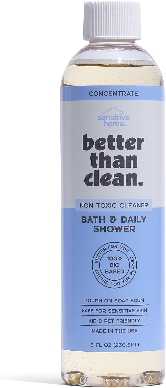 Better Than Clean™ Fragrance Free Bath & Daily Shower Cleaner Concentrate – Plant-Based, Non-Toxic, Soap Scum & Hard Water Stain Remover for Tub & Tile – 8oz Makes 4 Bottles