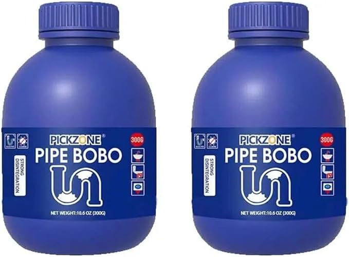 Pipe Bobo Drain Cleaner, Drain Clog Remover, Sink and D-rain Cleaner, Professional Strength Pipe Dredging Formula for Kitchen Sinks, Shower Drains, Tubs, Dissolves Blockages (2Pcs)