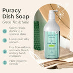 Puracy Natural Dish Soap Clean Can Starter Set - Plant-Based Dishwashing Soap, Non-Toxic Dish Soap, Natural Liquid Dishwashing Detergent Soap As Seen on TikTok (Green Tea & Lime, 14.4 fl oz)