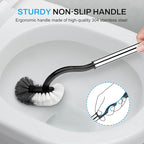 SetSail Toilet Brush and Holder Set, Compact Size Curved Toilet Bowl Brush for Bathroom Deep Cleaning with Stainless Steel Handle Toilet Cleaner Brush, Black