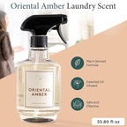 Chakra Freshener Fabric Spray - Long-Lasting Multi-Purpose Laundry Scent for Bedding, Clothes & Home Fabric Deodorizer, Luxury Room Deodorizer, Linen Spray w/Trigger, 33.8 fl oz, Oriental Amber