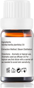 Vanilla Essential Oil - Pure Natural Oil for Aromatherapy Diffuser, Skin, Hair, DIY Perfume & Candle Making - Organic 10mL Warm Sweet Scent