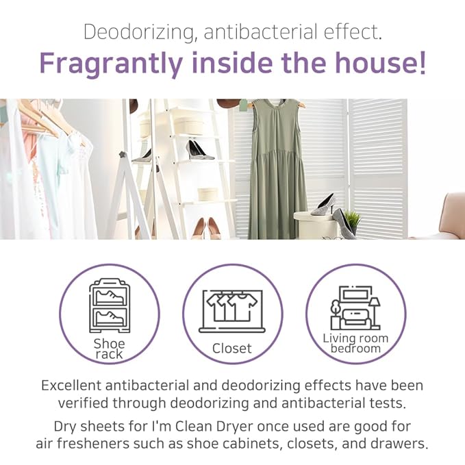 I’m Clean Wet Fabric Laundry Dryer sheets, 80 sheets per Pack, 2 PACKS(160 Sheets Total), Wisteria Scent, Softens Clothes, Deodorization