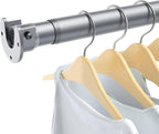 Closet Rods for Hanging Clothes, 17 to 84 Inches No-Cut Stepless Adjustable Closet Rod, 1.3 Inches Expandable Metal Heavy Duty Closet Hanging Rod for Closet Wardrobe Bathroom Laundry RV, Silver