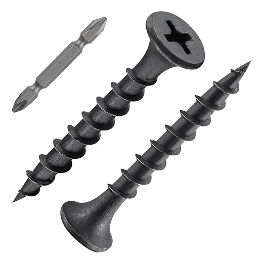 (202 pcs)#8X1-1/4 Black Fastener Drywall Screws-Phillips with coarse Threaded tip, Black, Suitable for Drywall Slate, Wood, etc.(1 pounds)