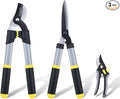 Colwelt Loppers Hedge Clippers Garden Shears 3Pcs, Compact Garden Loppers Shear Set with 17’’ Bypass Branch Cutters & Hedge Shears & Pruners, Tree Shrub Care Kit for Lopping with Soft Grip Handle