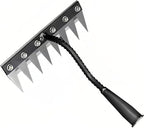 Gardenia Iron Weeding Rake, Iron Rake 2.0 for Gardening and Weeding, Detachable Double-Edged Blade Design Carbon Steel Heavy-Duty Weed Rakes,Hand Weed Puller Tools for Lawn Yard Garden Farm(8 teeths)