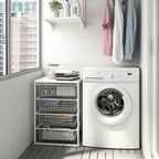 Storage Organizer with Top Metal Shelf, Storage Combination for Kitchen, Multipurpose Cabinet Organizer with 4 Large Wire Basket Storage, Shelf Rack for Office Laundry Room (4 Tier and top Shelf)