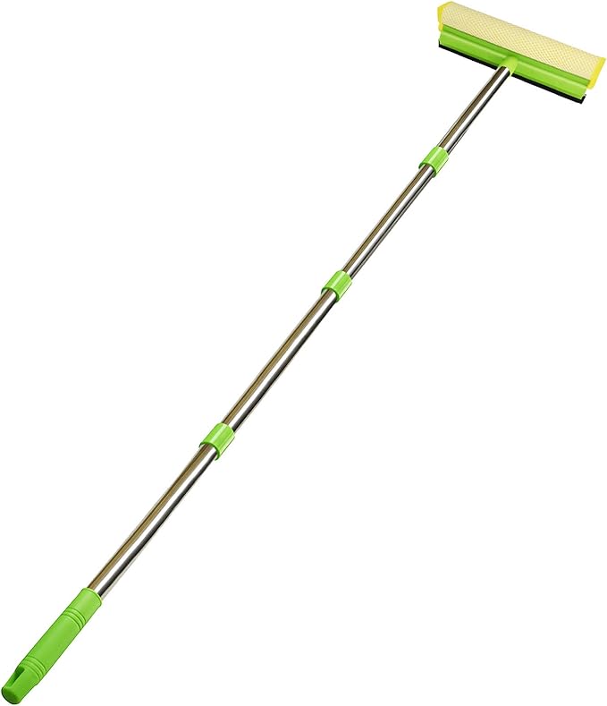 ITTAHO Window Squeegee, Squeegee for Window Cleaning, 2 in 1 Squeegee Window Cleaner with 58'' Long Handle,Window Washing Kit with Extension Pole for Shower, Windshield, Mirror, Gas Station, Glass