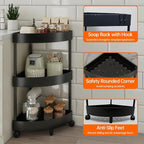 Rolling Cart with Wheels 3 Tier Bathroom Organizer Mobile Shelving Unit Utility Cart Tower Rack Multifunction Utility Storage carts, Kitchen Storage Organizer for Kitchen Laundry Narrow Places, black