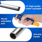 ITTAR 14 inch Multi-Purpose Shower Squeegee for Glass Doors, Swivel Window Squeegee with 1 Refill Rubber Blade, Extendable Bathroom Cleaner Tool for Shower Door Window Mirror Wall Car Windshield