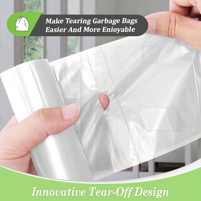 10 Gallon 100 Counts Trash Bags Garbage Bags by Teivio, Bathroom Trash Can Bin Liners, Plastic Bags for home office kitchen, Clear