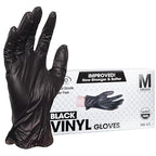 ForPro Disposable Vinyl Gloves, Black, Industrial Grade, Powder-Free, Latex-Free, Non-Sterile, Food Safe, 2.75 Mil. Palm, 3.9 Mil. Fingers, Medium, 100-Count (Pack of 10)